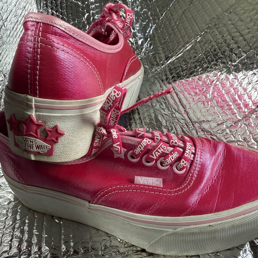 Barbie X Vans Platform Sneakers Pink and White Size 8 EUC - Picture 6 of 10